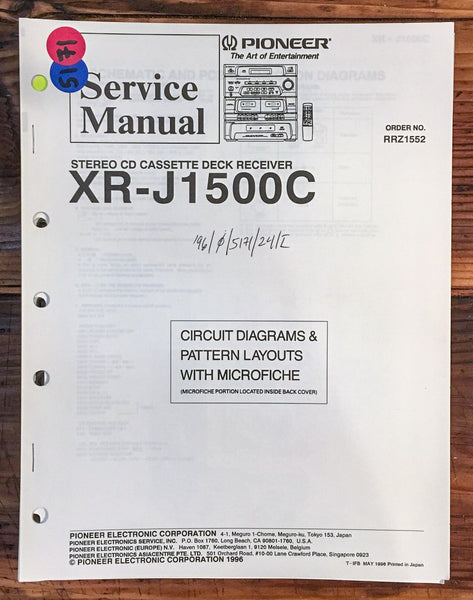 Pioneer XR-J1500C Receiver  Service Manual *Original*