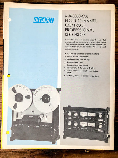 Otari MX-5050 QX Reel to Reel 3 pg Dealer Brochure *Orig*