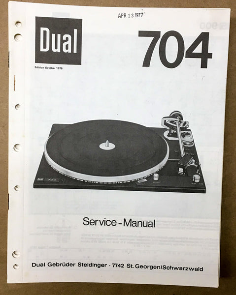 Dual Model 704 Turntable / Record Player Service Manual *Original*