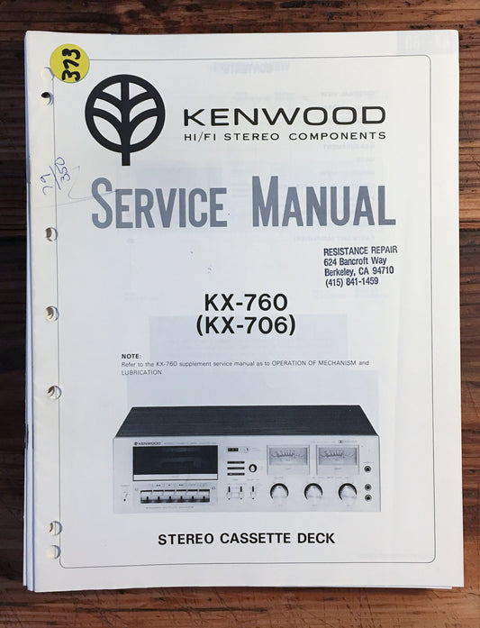 Kenwood KX-760 Cassette  Service Manual *Original*