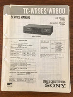 Sony TC-WR9ES TC-WR800 Tape Cassette Service Manual *Original*