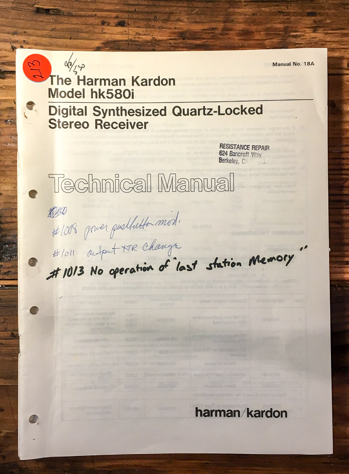 Harman Kardon HK580i hk 580i  Service Manual *Original*