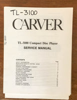 Carver TL-3100 CD Player  Service Manual *Original*