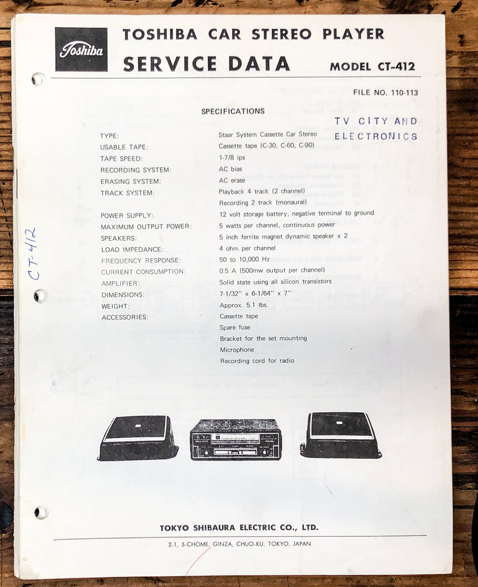 Car Audio Service Form Car Stereo Service Manual *Original* – Vintage Audio Store - Vintage ...