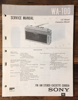 Sony WM-100 Cassette Service Manual *Original*