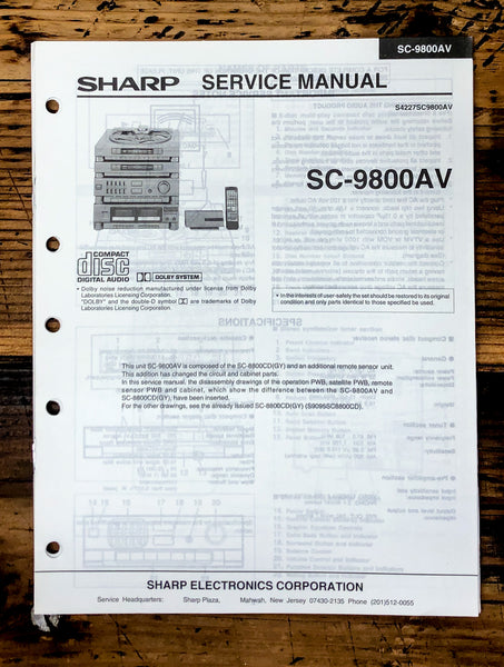 Sharp SC-9800AV Stereo Service Manual *Original*