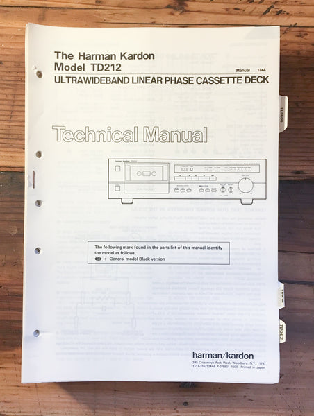 Harman Kardon HK TD212 TD-212 Cassette Service Manual *Original*