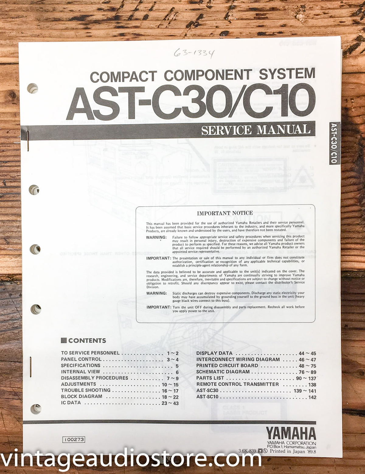 Yamaha AST-C10 AST-C30 Stereo  Service Manual *Original*