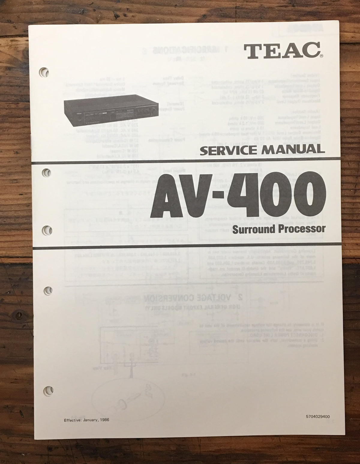 Teac AV-400 Cassette Deck  Service Manual *Original*
