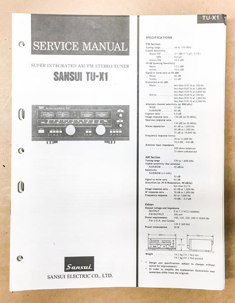 Sansui TU-X1 Tuner Service Manual *Original* #1
