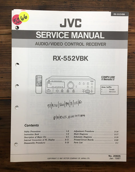 JVC RX-552 VBK Receiver  Additional Service Manual *Original*