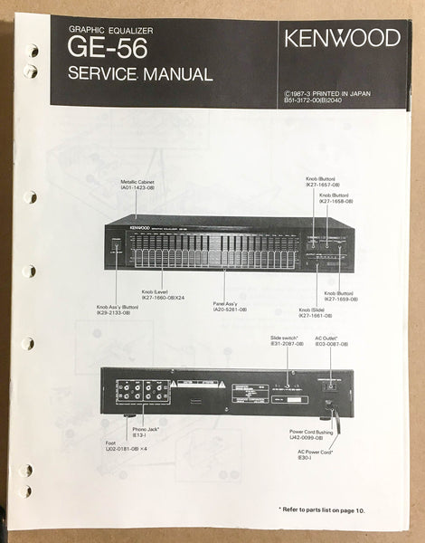 Kenwood GE-56 Equalizer  Service Manual *Original*