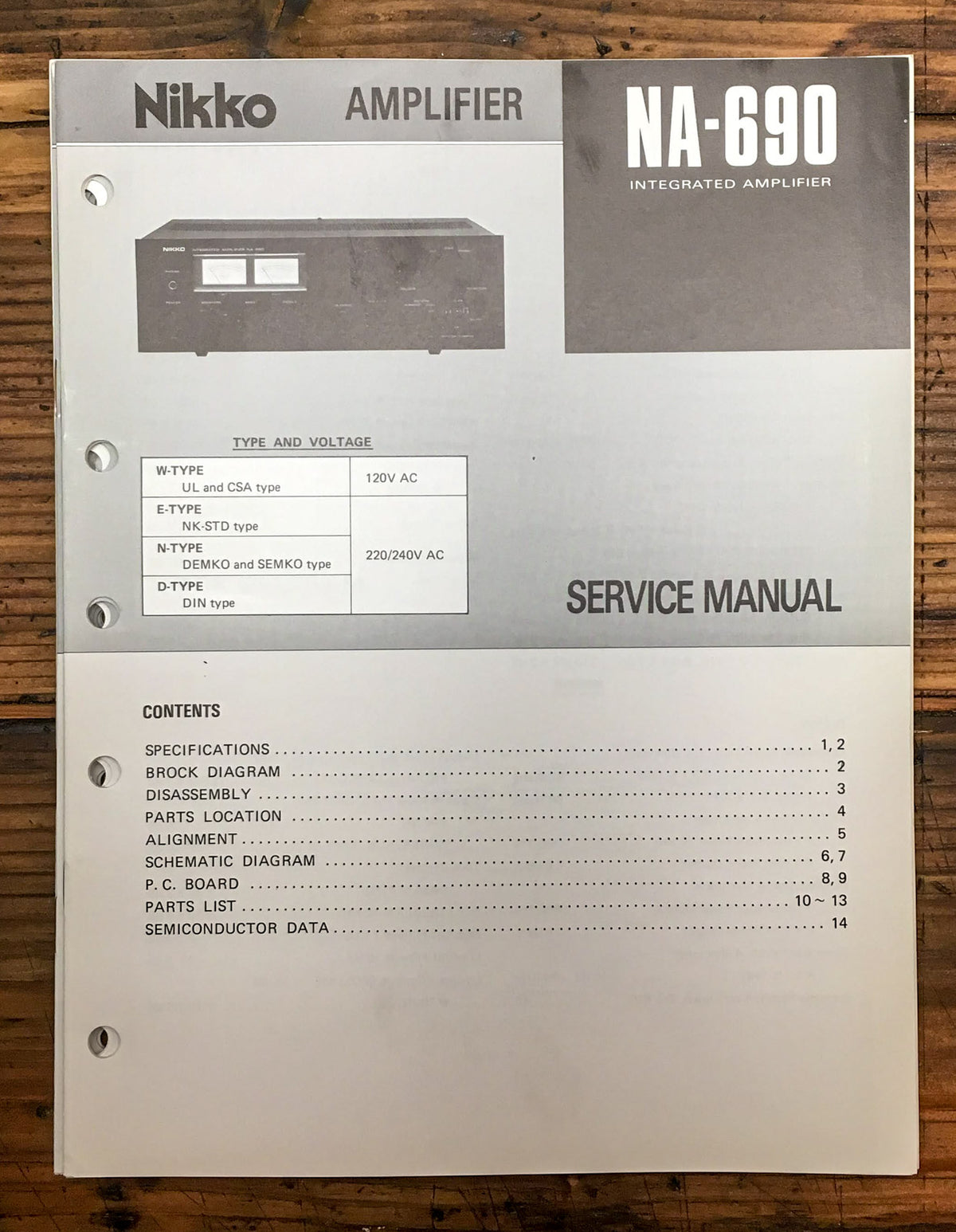 Nikko NA-690 Amplifier  Service Manual *Original*