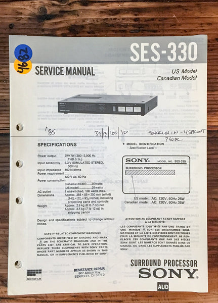 Sony SES-330 Acoustic Controller  Service Manual *Original*