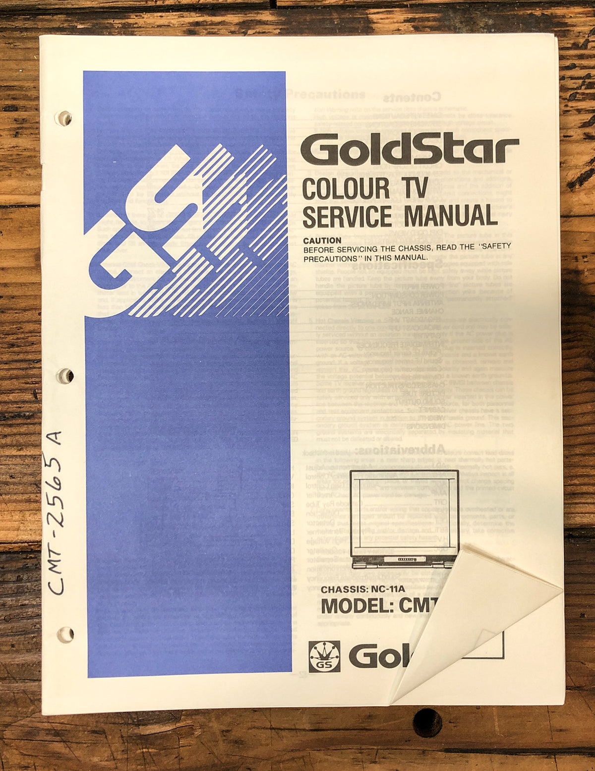 LG Goldstar CMT-2565A Color TV  Service Manual *Original*