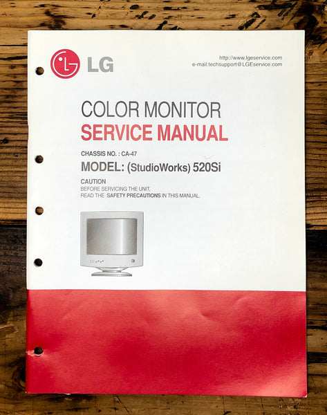 Goldstar CA-47 Studioworks 520Si Color Monitor Service Manual *Original*
