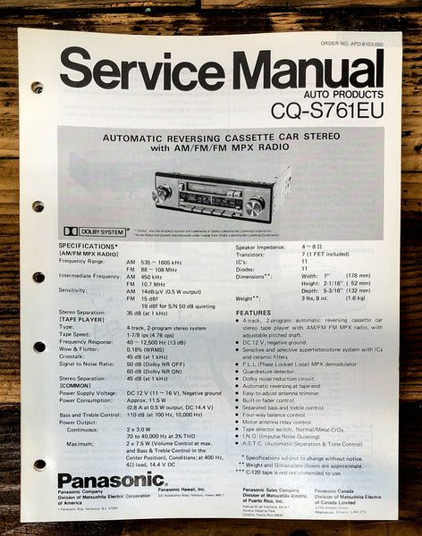 Panasonic CQ-S761EU  Car Stereo  Service Manual *Original*