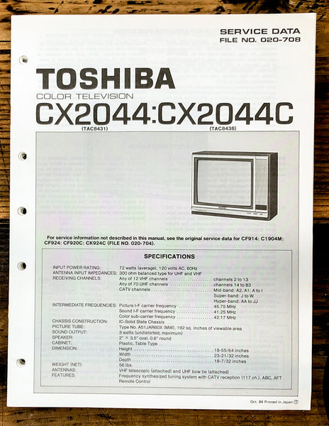 Toshiba CX2044 CX2044C TV Television Service Manual *Original*