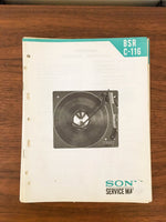 BSR / Sony C116 C-116 Record Player / Turntable Service Manual *Original*