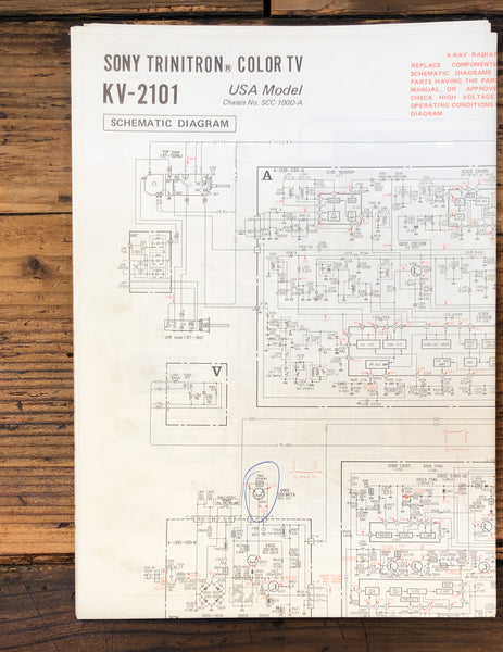 Sony KV-1922 TV  Fold Out Schematic *Original*