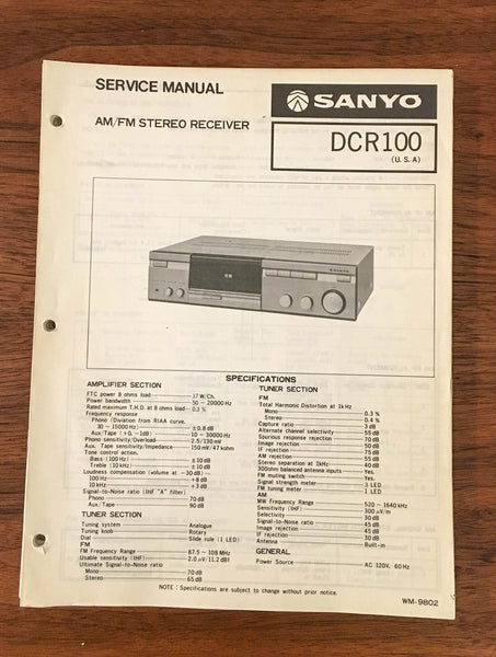 Sanyo DCR 100 Receiver Service Manual *Original*