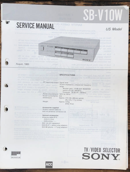 Sony SB-V10W Selector  Service Manual *Original*