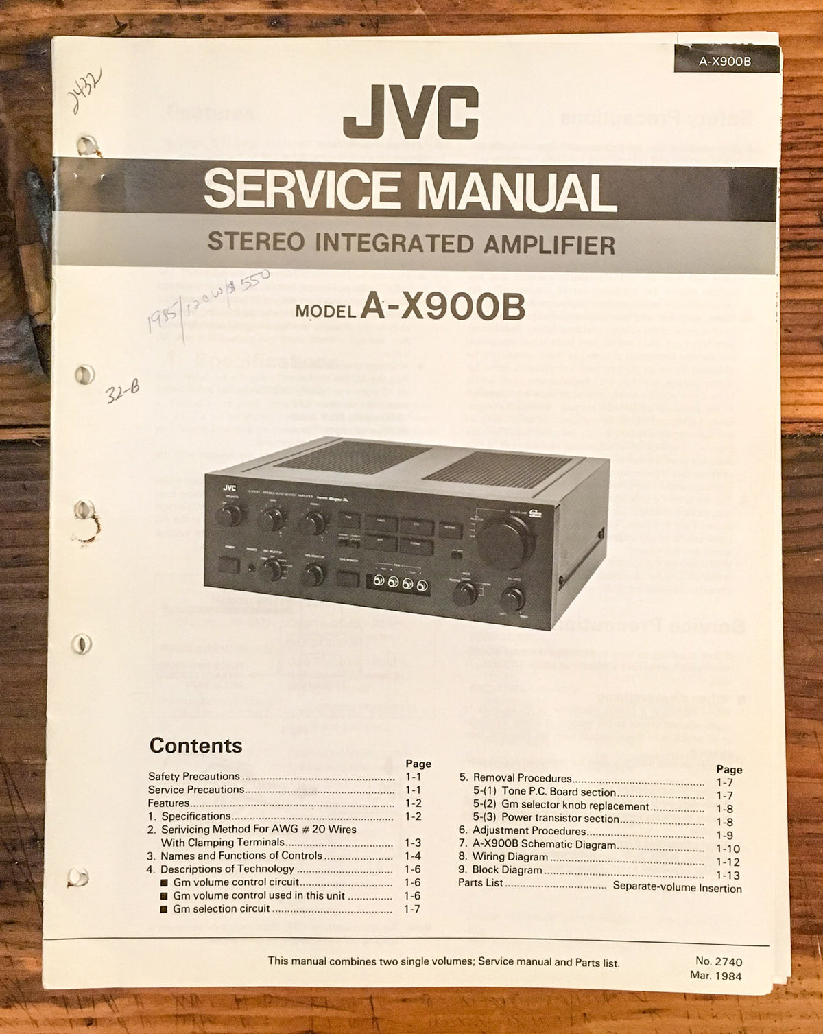 JVC A-X900B A-X900 B Amplifier  Service Manual *Original*