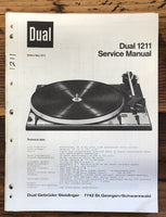 Dual Model 1211 Turntable / Record Player  Service Manual *Original*