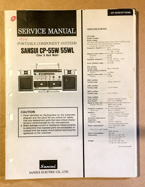 Sansui CP-55W CP-55WL Stereo Service Manual *Original*