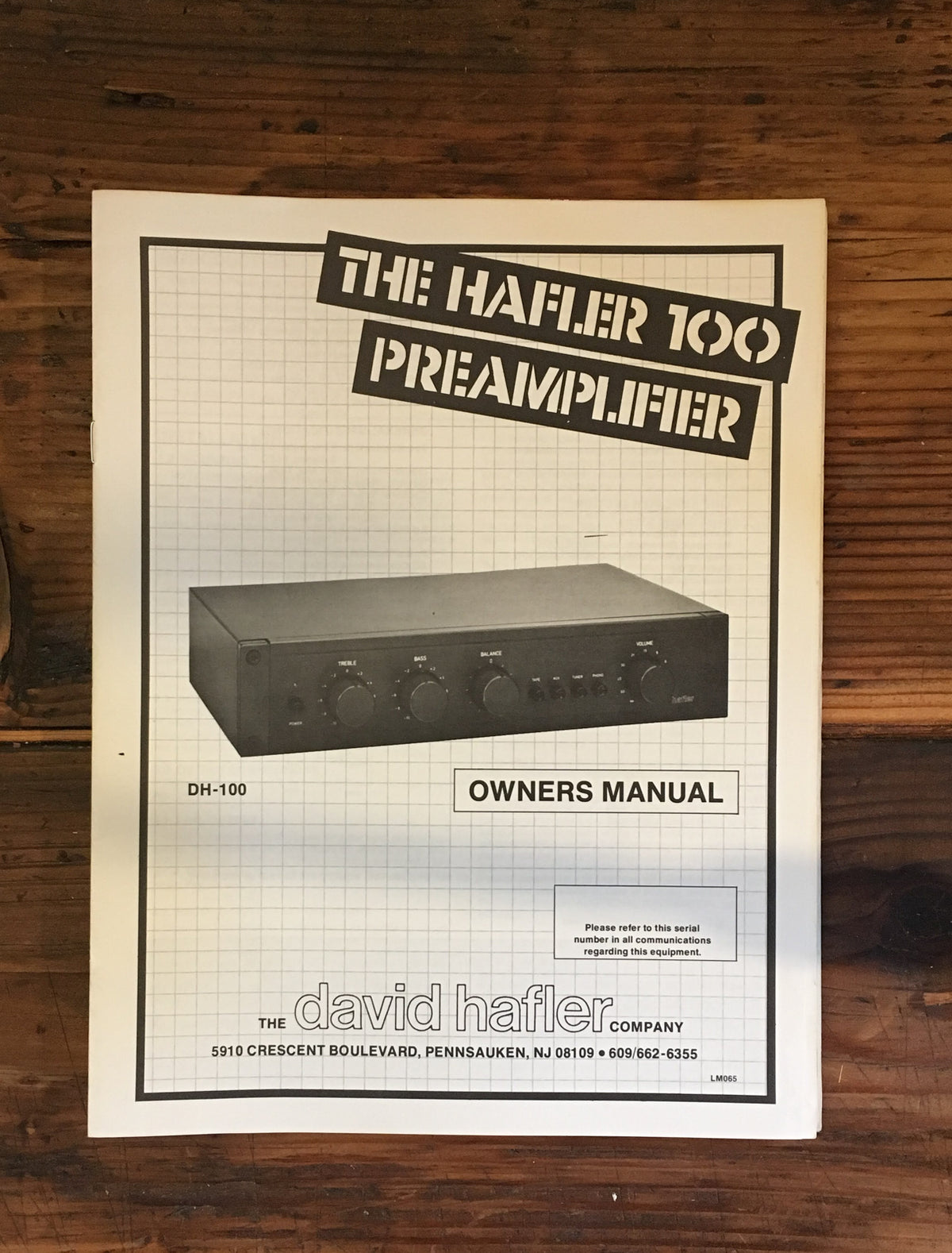 Hafler DH-100 Preamp / Preamplifier Owner / User Manual *Original*