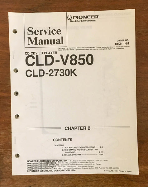 Pioneer CLD-V850 CLD-2730K CD CDV LD Player  Service Manual *Original*