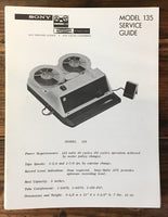 Sony Model 135 Tape Recorder Service Manual *Original*