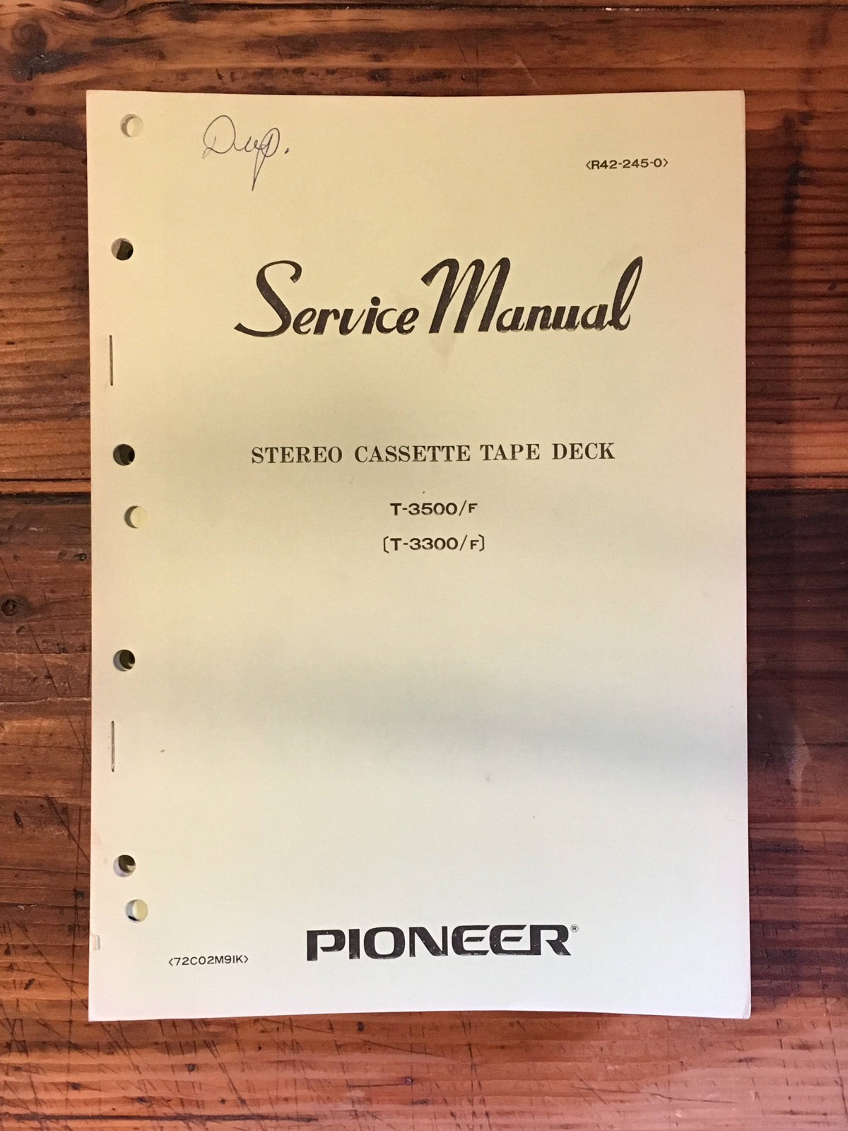 Pioneer T-3300 T-3500 Tape Deck Service Manual *Original*