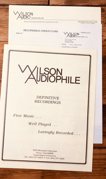 Wilson Audio 'Audiophile' Definitive Recordings  3 pg  Dealer Brochure *Orig*