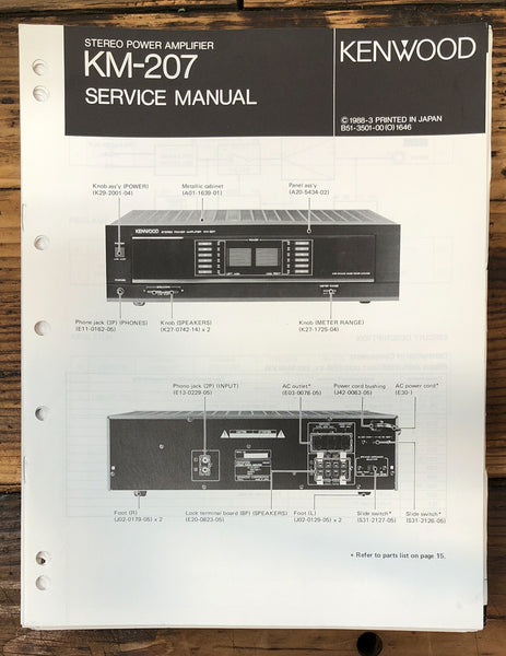 Kenwood KM-207 Amplifier  Service Manual *Original*