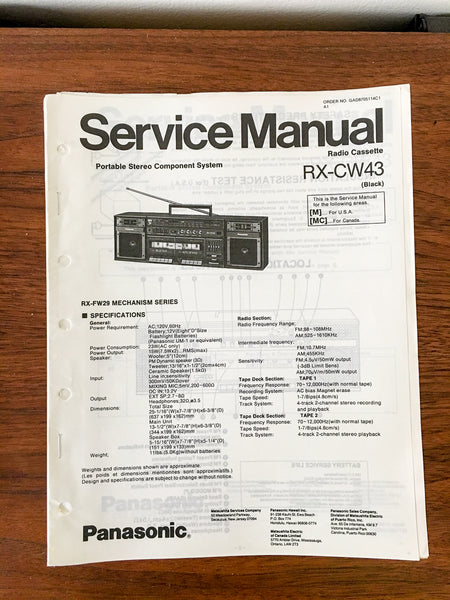 Panasonic RX-CW43 Radio Cassette Service Manual *Original*