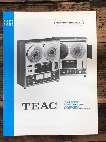 Teac A-2070 A-2080 Reel to Reel  Owner / User Manual *Original*