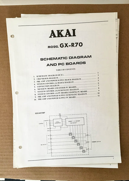 Akai GX-R70 Cassette Deck Schematic Diagram Manual *Original*