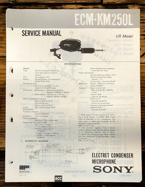 Sony ECM-KM250L Microphone  Service Manual *Original*