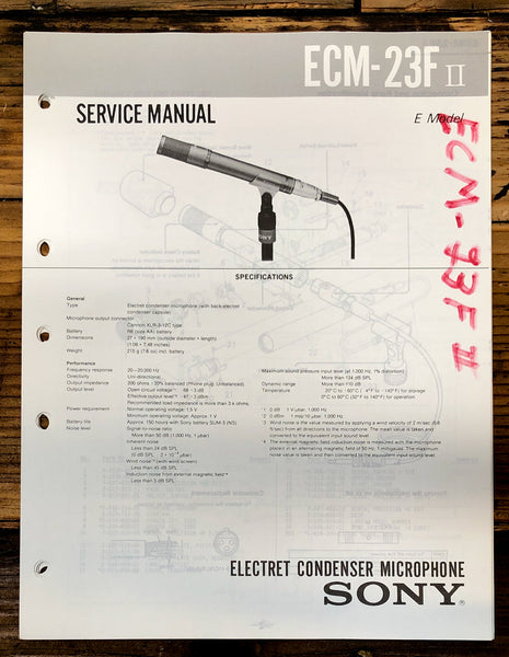 Sony ECM-23F II Microphone  Service Manual *Original*