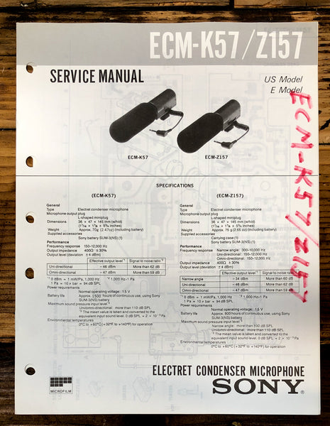 Sony ECM-K57 -Z157 Microphone  Service Manual *Original*