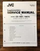 JVC CD-1667 CD-1667U Cassette Service Manual Sup. *Original*
