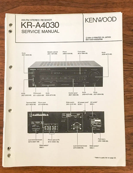 Kenwood KR-A4030 Receiver Service Manual *Original*