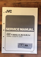 JVC CD-1920 Cassette Service Manual *Original*