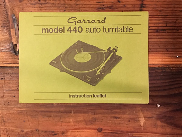 Garrard Model 440 Record Player / Turntable Owner / User Manual *Original*