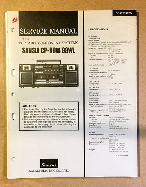 Sansui CP-99W CP-99WL Stereo Service Manual *Original*