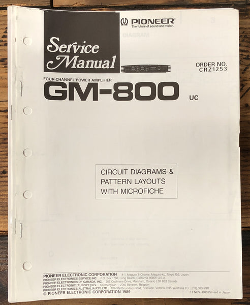 Pioneer GM-800 Amplifier  Service Manual *Original*