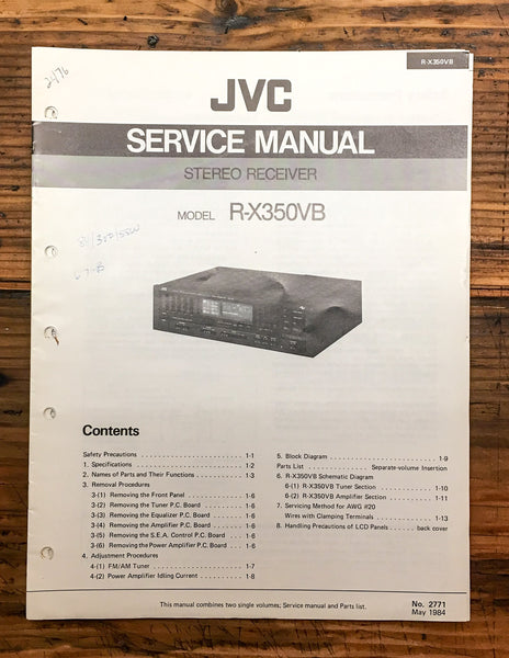 JVC R-X350 RX 350 Receiver  Service Manual *Original*