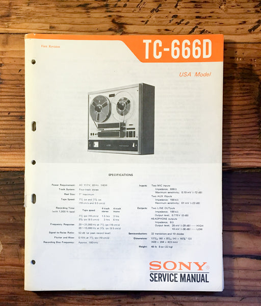 Sony TC-666D Reel to Reel Service Manual *Original* #1