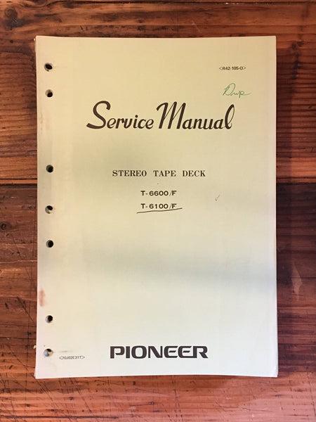 Pioneer T-6100 T-6600 Reel to Reel Service Manual *Original* #1